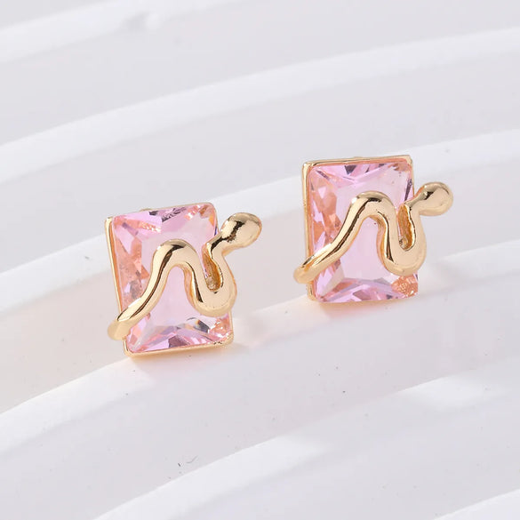 1 Pair Elegant Square Plating Inlay Metal Brass Zircon Gold Plated Ear Studs