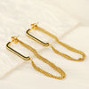 1 Pair Elegant Streetwear Lines Chain Inlay 304 Stainless Steel Rhinestones 18K Gold Plated Drop Earrings