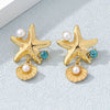 1 Pair Elegant Streetwear Starfish Inlay Alloy Artificial Pearls Drop Earrings