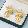1 Pair Elegant Streetwear Starfish Inlay Alloy Artificial Pearls Drop Earrings