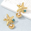 1 Pair Elegant Streetwear Starfish Inlay Alloy Artificial Pearls Drop Earrings