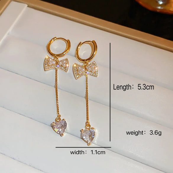 1 Pair Elegant Sweet Bow Knot Alloy Drop Earrings