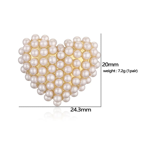 1 Pair Elegant Sweet Classic Style Pentagram Heart Shape Rhombus Plating Inlay Copper Artificial Pearls 18K Gold Plated Ear Studs