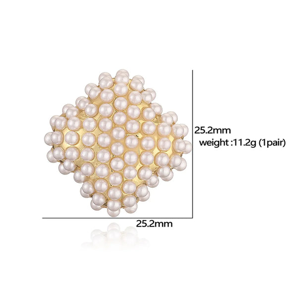 1 Pair Elegant Sweet Classic Style Pentagram Heart Shape Rhombus Plating Inlay Copper Artificial Pearls 18K Gold Plated Ear Studs