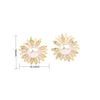 1 Pair Elegant Sweet Flower Inlay Sterling Silver Rhinestones Pearl Gold Plated Ear Studs