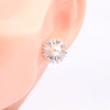 1 Pair Elegant Sweet Flower Inlay Sterling Silver Rhinestones Pearl Gold Plated Ear Studs