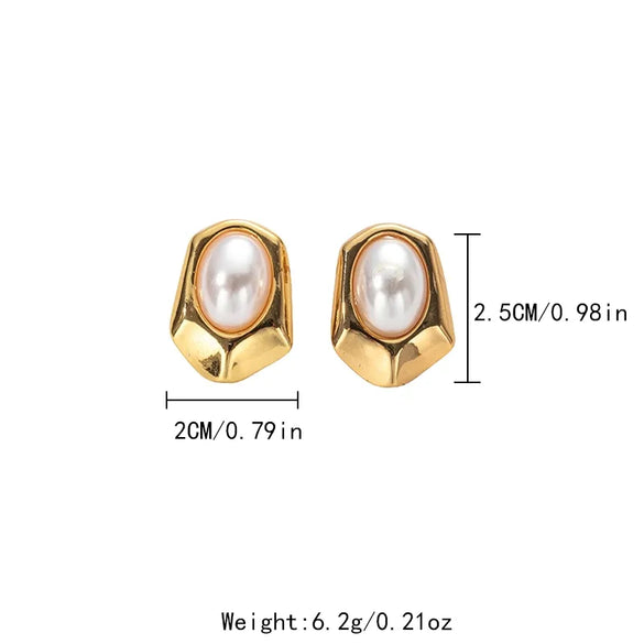 1 Pair Elegant Sweet Shield Plating Inlay 304 Stainless Steel Pearl Gold Plated Ear Studs