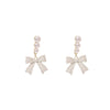 1 Pair Elegant Sweet Square Heart Shape Bow Knot Inlay Imitation Pearl Alloy Rhinestones Earrings