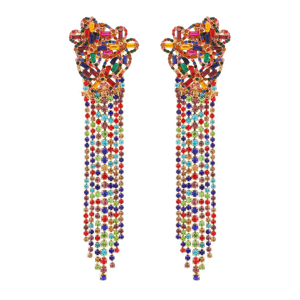 1 Pair Elegant Tassel Butterfly Tassel Inlay Alloy Glass Drop Earrings