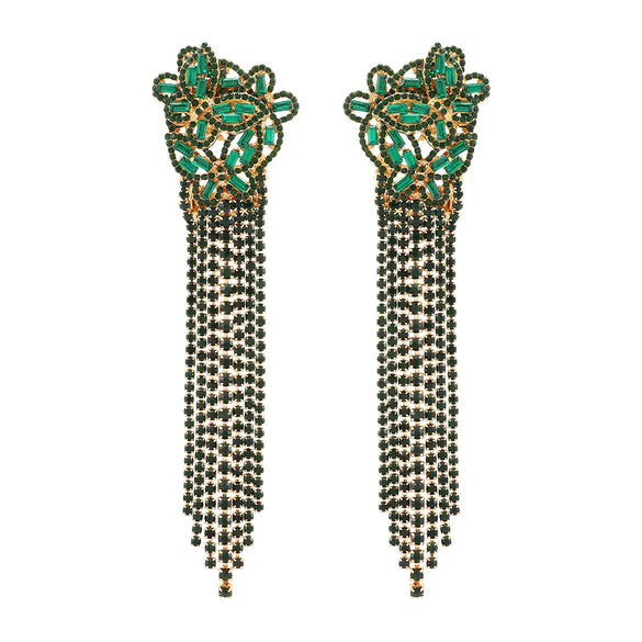 1 Pair Elegant Tassel Butterfly Tassel Inlay Alloy Glass Drop Earrings