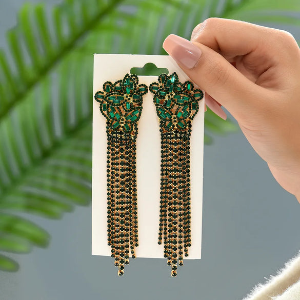 1 Pair Elegant Tassel Butterfly Tassel Inlay Alloy Glass Drop Earrings