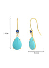 1 Pair Elegant Vacation Bohemian Geometric Square Water Droplets Inlay Brass Turquoise Zircon 18K Gold Plated Drop Earrings