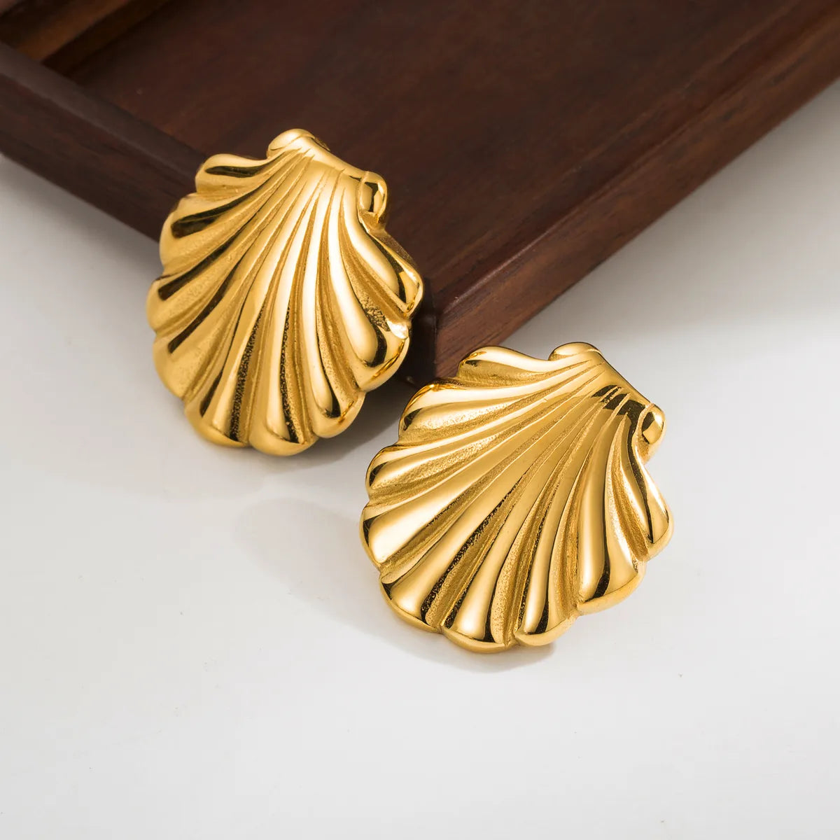 1 Pair Elegant Vacation Classic Style Shell Plating Stainless Steel 18 ...