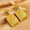 1 Pair Elegant Vacation Devil'S Eye Square Polishing Enamel Plating 304 Stainless Steel 18K Gold Plated Drop Earrings