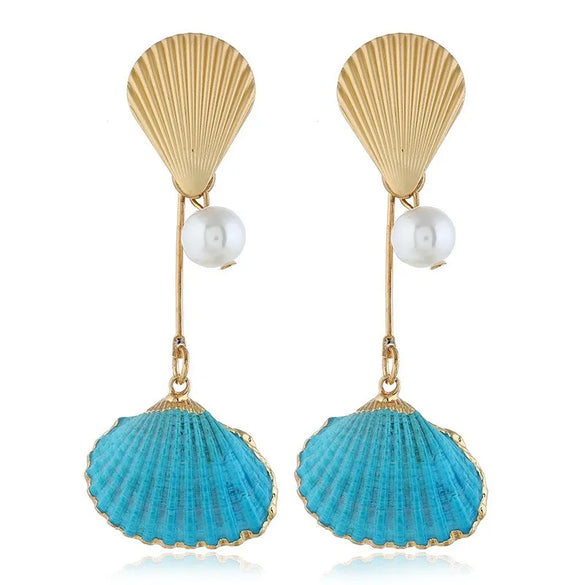 1 Pair Elegant Vacation Simple Style Shell Alloy Gold Plated Drop Earrings