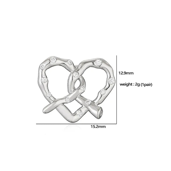 1 Pair Elegant Vintage Style Classic Style Heart Shape Alkaline Junction Knot Plating Inlay Copper Zircon 18K Gold Plated Ear Studs