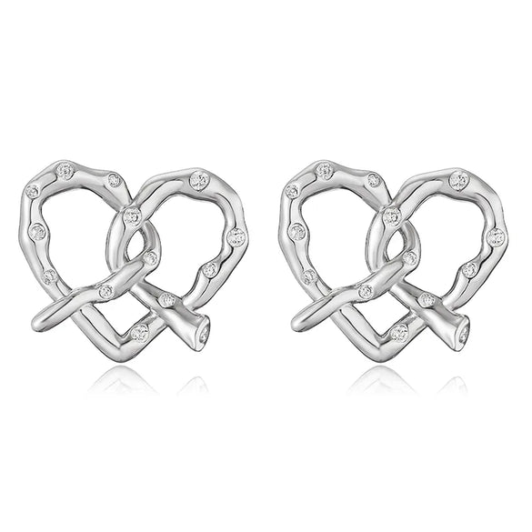 1 Pair Elegant Vintage Style Classic Style Heart Shape Alkaline Junction Knot Plating Inlay Copper Zircon 18K Gold Plated Ear Studs