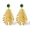 1 Pair Elegant Vintage Style Feather Plating Inlay Titanium Steel Zircon 18k Gold Plated Drop Earrings