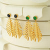 1 Pair Elegant Vintage Style Feather Plating Inlay Titanium Steel Zircon 18k Gold Plated Drop Earrings