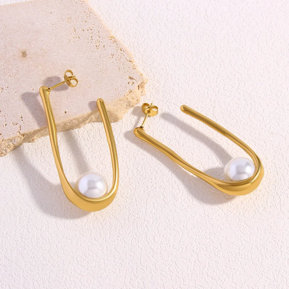 1 Pair Elegant Vintage Style Flower Plating Inlay 304 Stainless Steel Imitation Pearl 18K Gold Plated Gold Plated Earrings Ear Studs