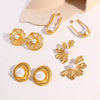 1 Pair Elegant Vintage Style Flower Plating Inlay 304 Stainless Steel Imitation Pearl 18K Gold Plated Gold Plated Earrings Ear Studs