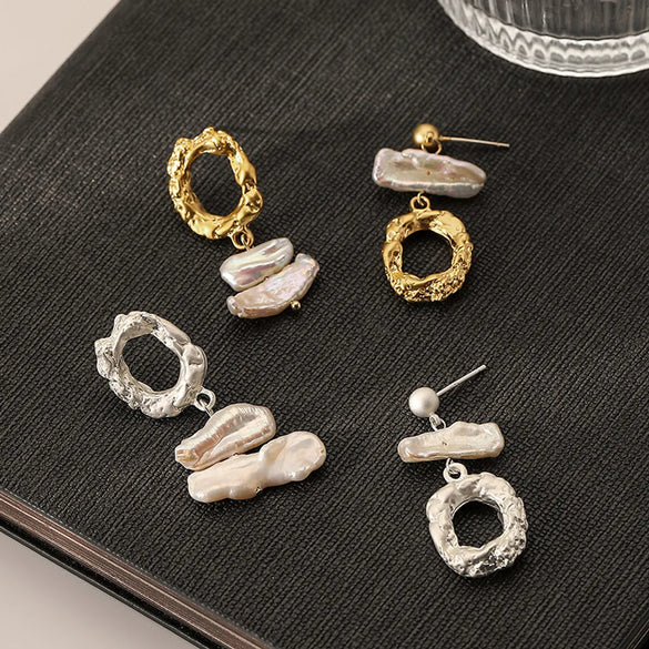 1 Pair Elegant Vintage Style Irregular Copper 18K Gold Plated Drop Earrings