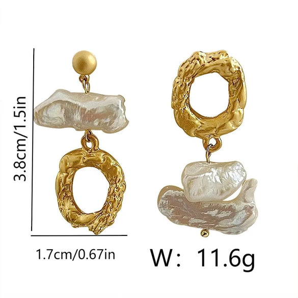 1 Pair Elegant Vintage Style Irregular Copper 18K Gold Plated Drop Earrings