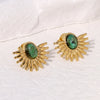 1 Pair Elegant Vintage Style Sector Plating Inlay 304 Stainless Steel Turquoise 18K Gold Plated Ear Studs