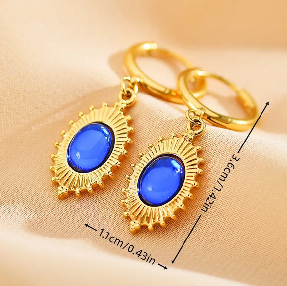 1 Pair Ethnic Style Streetwear Water Droplets Patchwork Plating Inlay Stainless Steel Zircon Gold Plated Drop Earrings