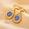 1 Pair Ethnic Style Streetwear Water Droplets Patchwork Plating Inlay Stainless Steel Zircon Gold Plated Drop Earrings