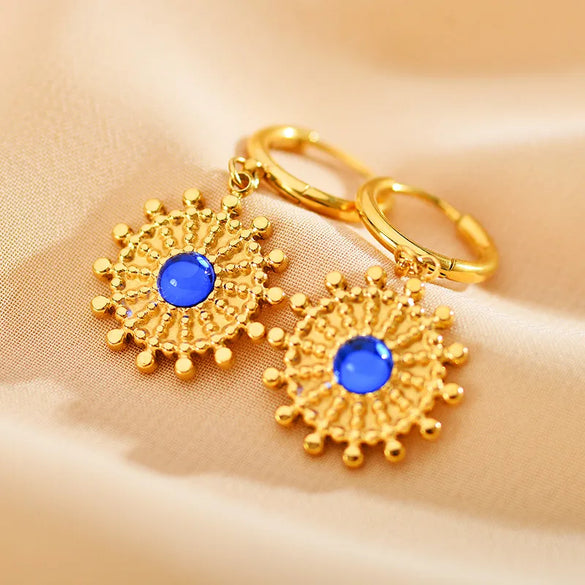 1 Pair Ethnic Style Streetwear Water Droplets Patchwork Plating Inlay Stainless Steel Zircon Gold Plated Drop Earrings