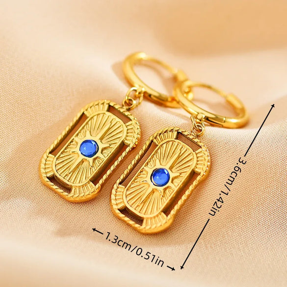 1 Pair Ethnic Style Streetwear Water Droplets Patchwork Plating Inlay Stainless Steel Zircon Gold Plated Drop Earrings