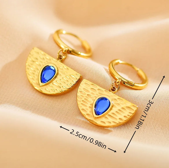 1 Pair Ethnic Style Streetwear Water Droplets Patchwork Plating Inlay Stainless Steel Zircon Gold Plated Drop Earrings