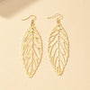 1 Pair Exaggerated Artistic Leaves Plating Hollow Out Alloy Ferroalloy 14k Gold Plated Drop Earrings