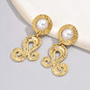 1 Pair Exaggerated Artistic Water Droplets Pearl Flower Alloy Drop Earrings