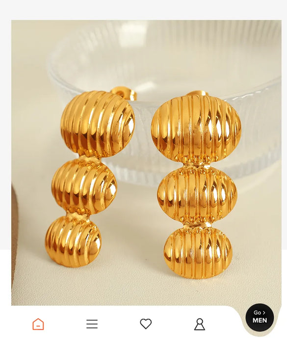 1 Pair Exaggerated Beach IG Style Oval Starfish Sea Wave Polishing 304 Stainless Steel 18K Gold Plated Drop Earrings Ear Studs