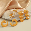 1 Pair Exaggerated Beach IG Style Oval Starfish Sea Wave Polishing 304 Stainless Steel 18K Gold Plated Drop Earrings Ear Studs