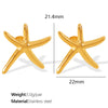 1 Pair Exaggerated Beach IG Style Oval Starfish Sea Wave Polishing 304 Stainless Steel 18K Gold Plated Drop Earrings Ear Studs
