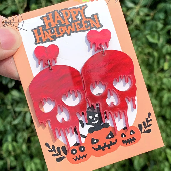 1 Pair Exaggerated Funny Skull Arylic Drop Earrings