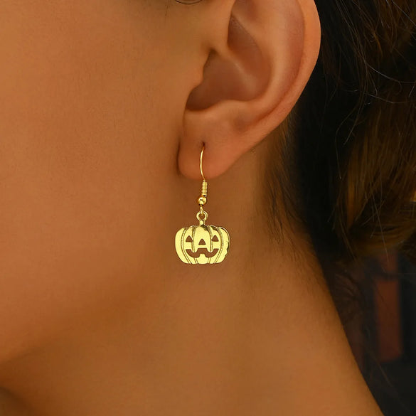 1 Pair Exaggerated Punk Simple Style Pumpkin Skull Copper Drop Earrings
