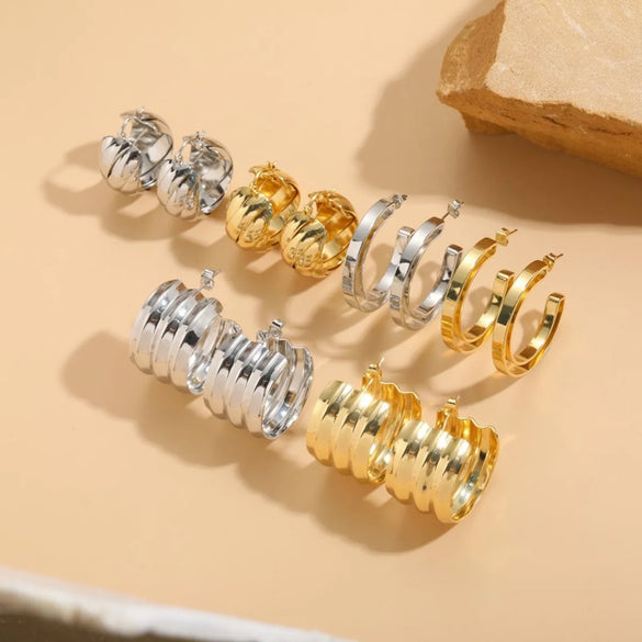 1 Pair Exaggerated Simple Style Commute Twist Polishing Plating Copper 14k Gold Plated White Gold Plated Hoop Earrings