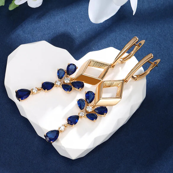 1 Pair Fairy Style Elegant Classic Style Water Droplets Tassel Inlay Copper Alloy Artificial Gemstones Rhinestones Drop Earrings