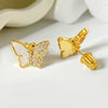 1 Pair Fairy Style Elegant Novelty Butterfly Inlay Copper Shell Zircon Ear Studs