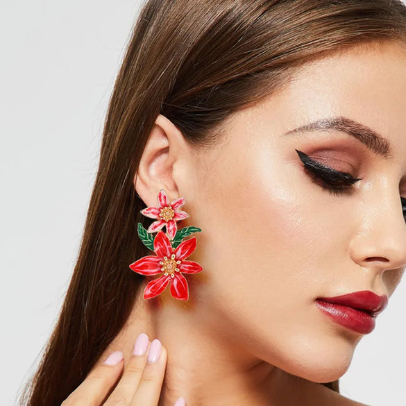 1 Pair Fashion Flower Alloy Plating Women'S Drop Earrings