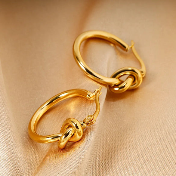 1 Pair Fashion Knot Titanium Steel Plating Earrings