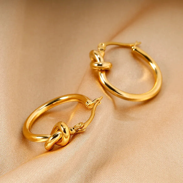 1 Pair Fashion Knot Titanium Steel Plating Earrings