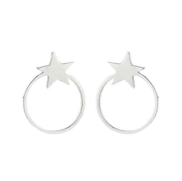 1 Pair Fashion Moon Heart Shape Snowflake Stainless Steel Ear Studs