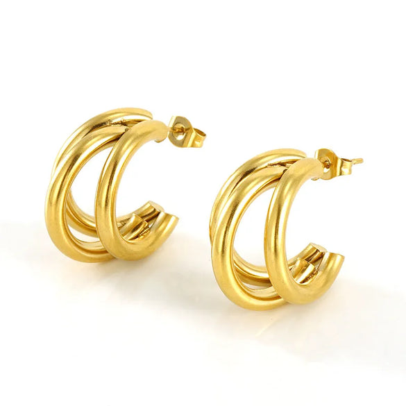 1 Pair Fashion Solid Color Stainless Steel Asymmetrical Irregular Plating Earrings
