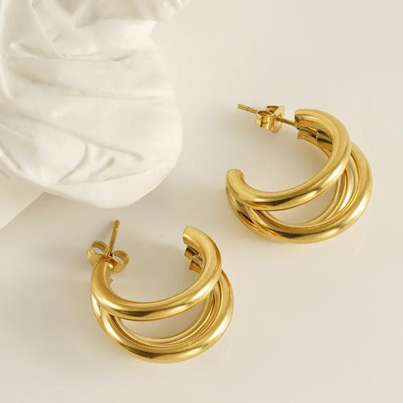 1 Pair Fashion Solid Color Stainless Steel Asymmetrical Irregular Plating Earrings