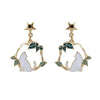 1 Pair Fashion Star Cat Alloy Enamel Women's Earrings